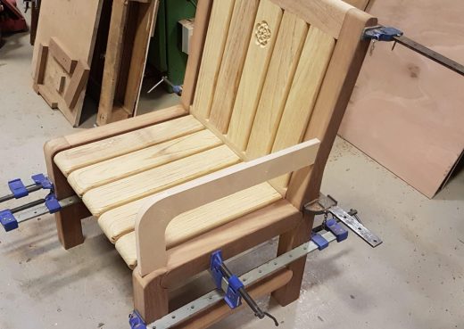 Prototype of a Woodcraft UK's designer range wooden outdoor chair