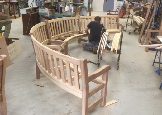 Luke working on a large bespoke bench