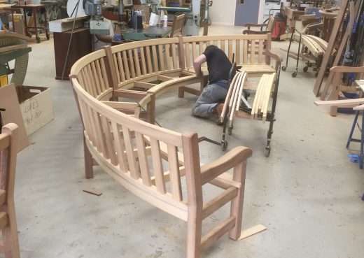 Another shot of Luke working on the bespoke curved bench