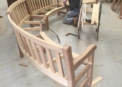Taking shape: Our curved bespoke bench