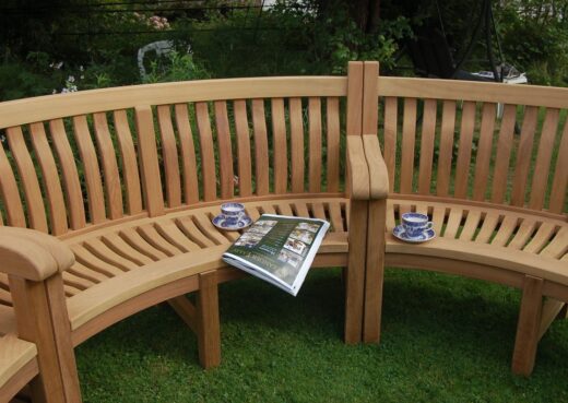 Curved bench in sections