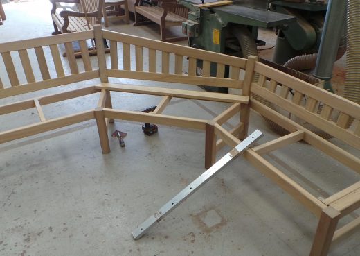 Piecing the garden bench frame together