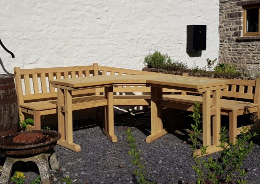 Garden bench and table in situ