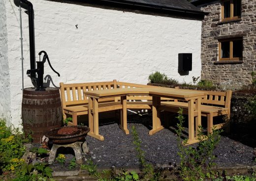 Bespoke wooden garden bench and table