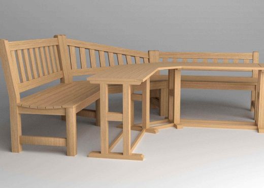 3D schematic of garden bench and table