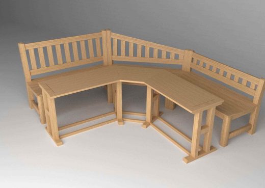 3D schematic of garden bench and table together