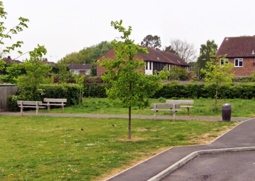 Weathering nicely, our Staxton benches at Badger Heights