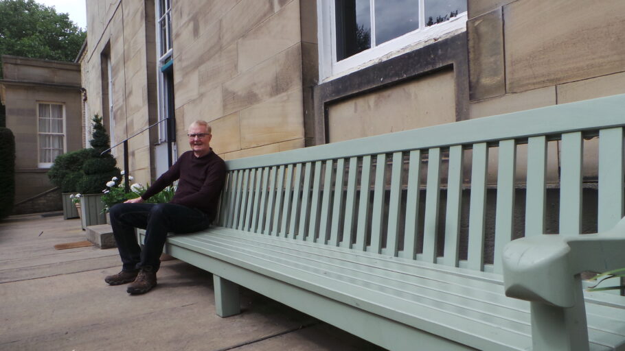Mike Davidson pictured sat on the Saltmarshe Bench