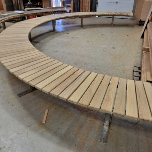 Bespoke curved bench under construction