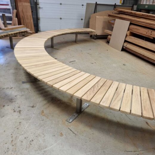 Bespoke curved bench being made