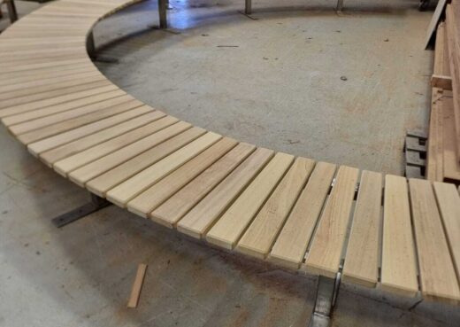 Bespoke curved bench under construction