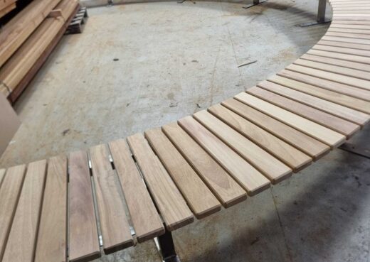 Bespoke Curved bench in our workshop