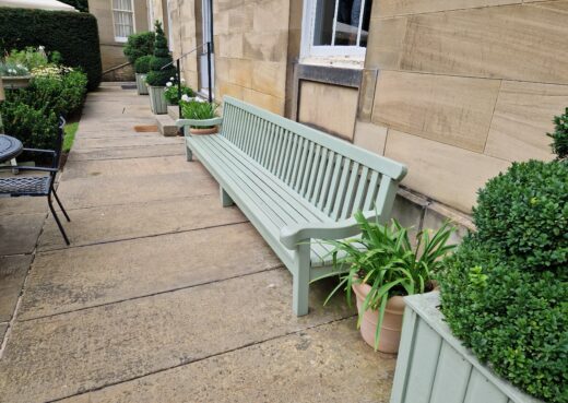 The bespoke bench and Saltmarshe Hall