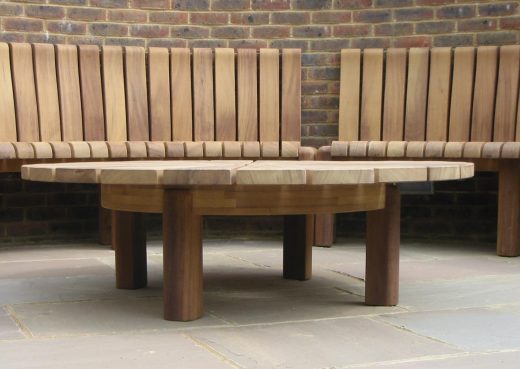 Close up of wooden table legs