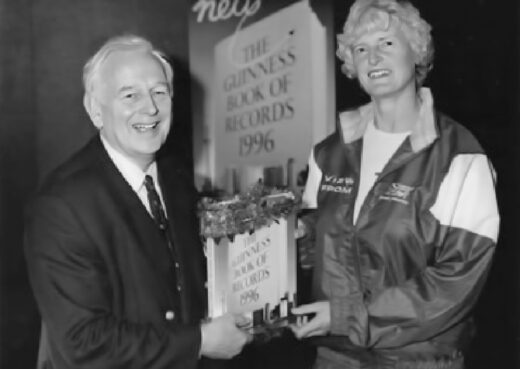 Ann Sayer at the Guinness Book of Records with Norris Mcwhirter