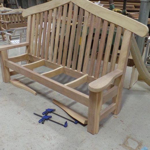 The Bute memorial bench in production