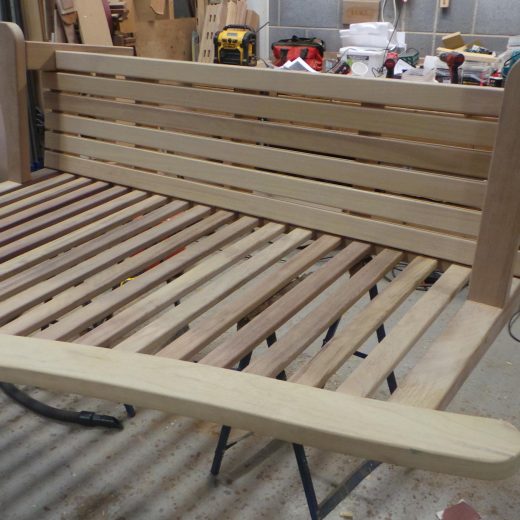 The Bute memorial bench glueing and clamping