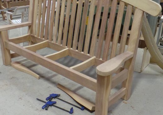 The Bute memorial bench in production