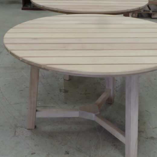 Wooden outdoor dining tables constructed