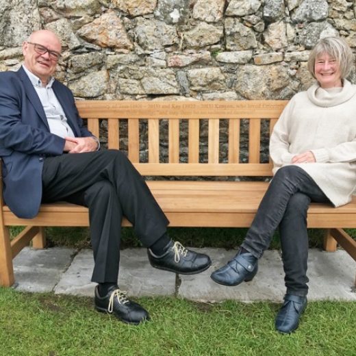 Our customer Nick Kenyon showing off his York bench at Criccieth castle in North Wales.