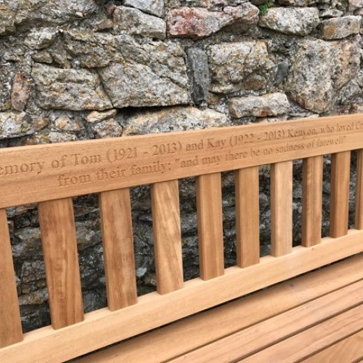 Memorial bench inscription - In memory of Tom and Kay Kenyon