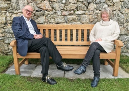 Our customer Nick Kenyon showing off his York bench at Criccieth castle in North Wales.