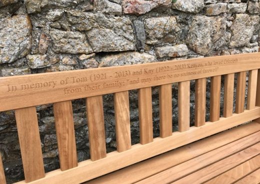 Memorial bench inscription - In memory of Tom and Kay Kenyon