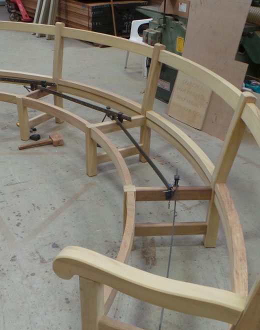 The frame for the Mendip Curved bench heading for Dallas, Texas