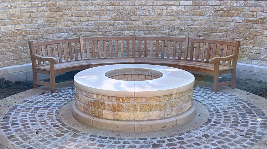 Bespoke curved bench for Dallas landscaping company