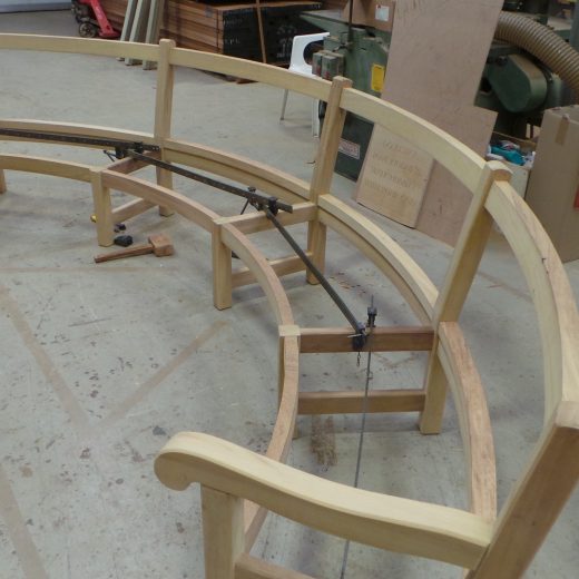 The frame for the Mendip Curved bench heading for Dallas, Texas