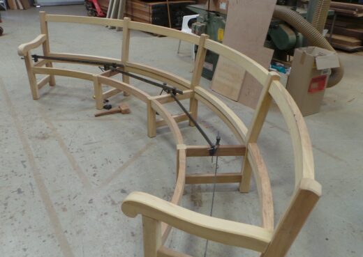 The frame for the Mendip Curved bench heading for Dallas, Texas