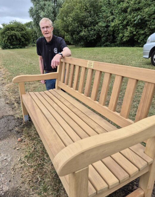 Mike from Woodcraft UK with a newly installed 6ft York memorial bench in East Park, Hull