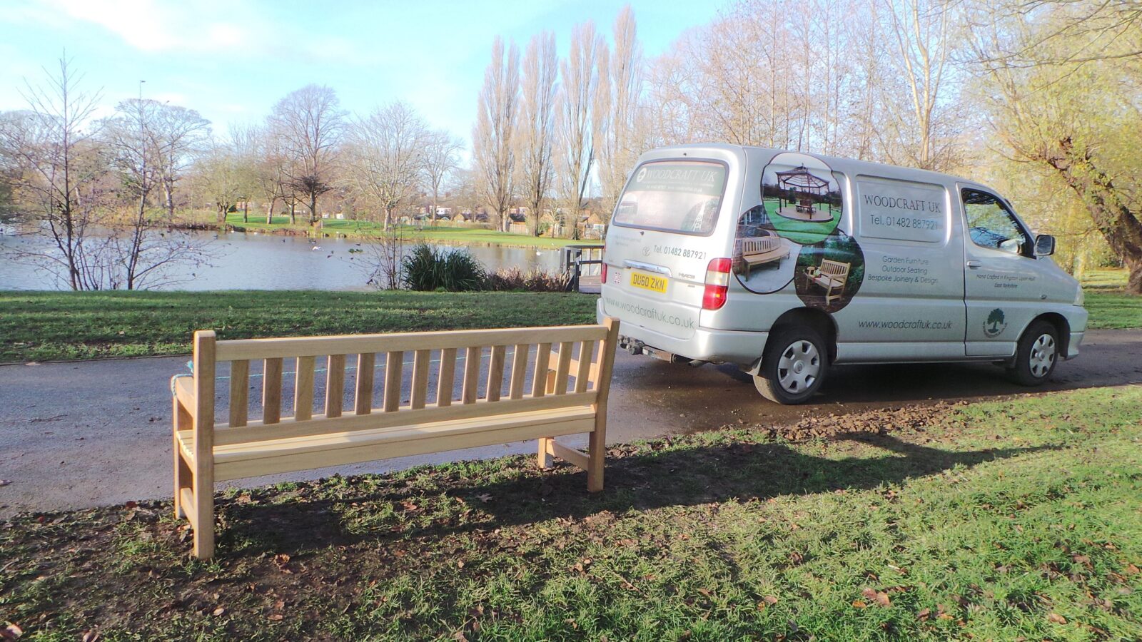 We manufactured a new 6ft York Memorial bench for the side of the lake