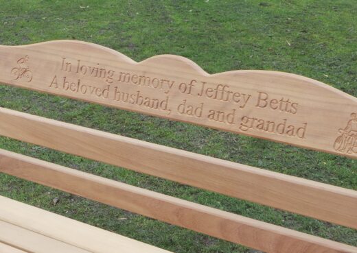 The inscription on our latest memorial bench in East Park
