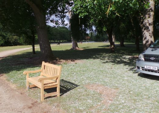 Mendip outdoor bench being installed in East Park, Hull