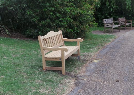 Mendip bench with bespoke top rail