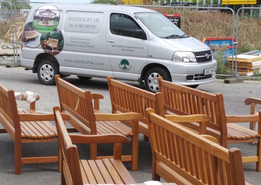 York benches awaiting dispatch to Green Park village near Reading