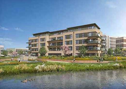 Artists Impression of one of the complexes at Green Park Village development in Reading where our York benches are heading to.