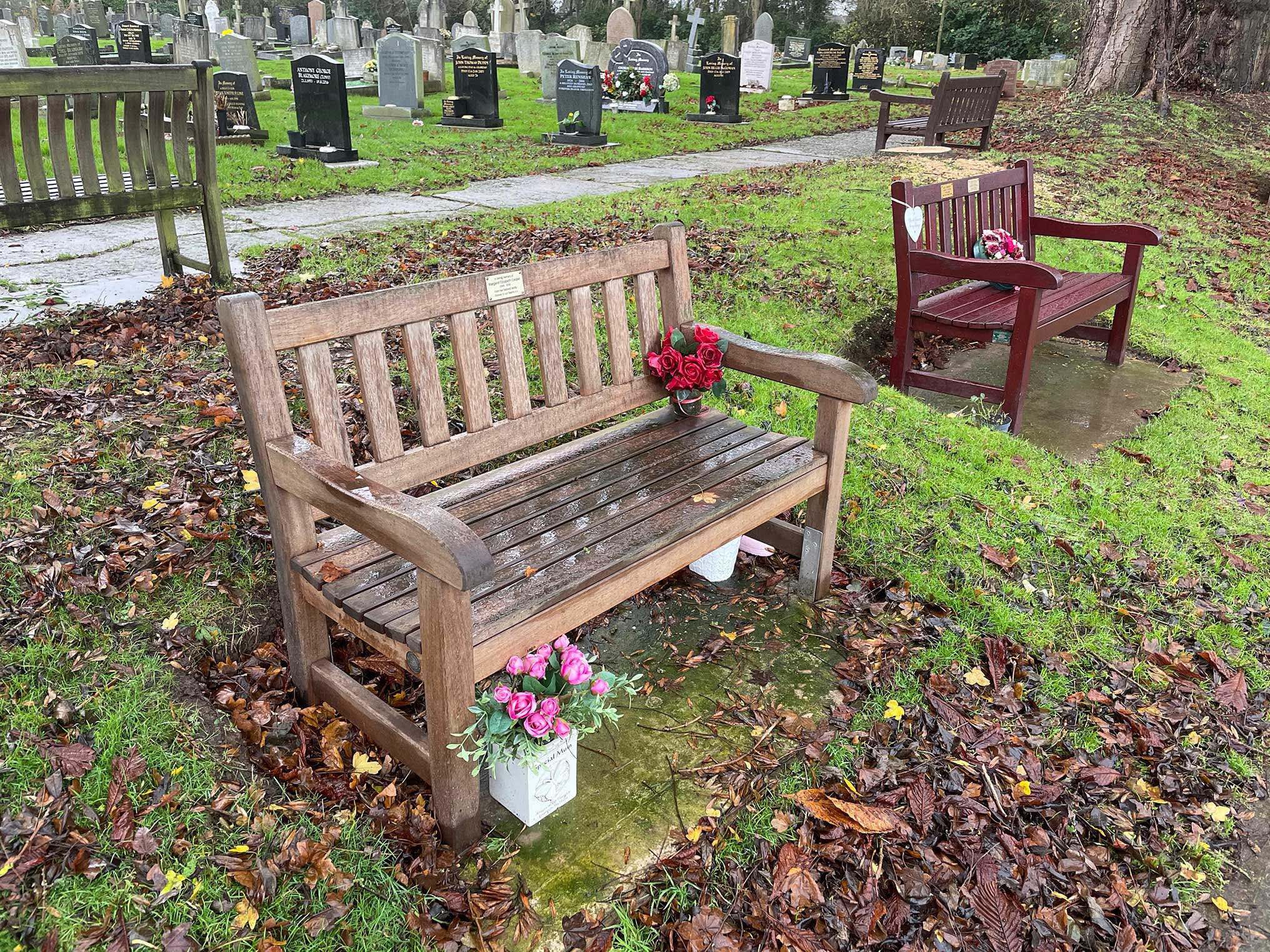 Our 4ft Memorial benches in Hedon Cemetery East Yorkshire Woodcraft UK