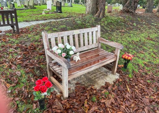 A York Memorial bench turning a beautiful shade of silver