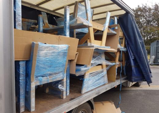 Loading up our wooden garden furniture for transport