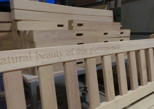 Close up of the inscription on the bench