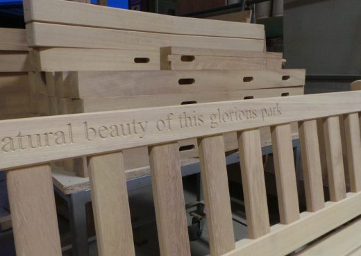 Close up of the inscription on the bench