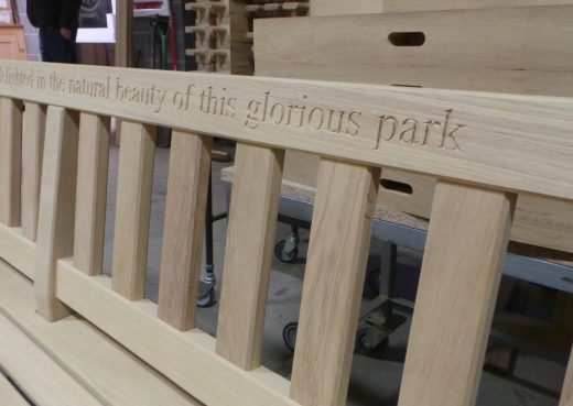 ENgranved bench for Kensington Park London