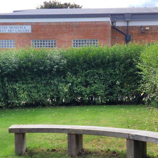 Twenty-year-old curved Woodcraft bench in Pannett Park, Whitby
