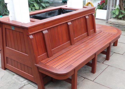 Bespoke bench situated in the hothouse in Pearson Park