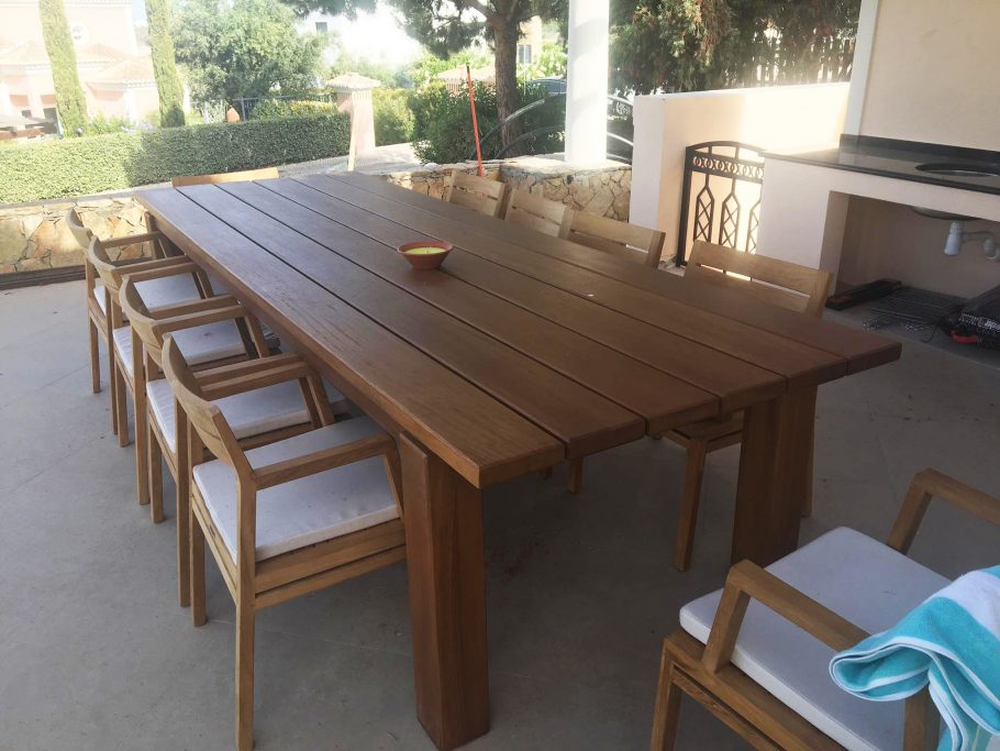 Large bespoke dining table sets sail for Portugal!