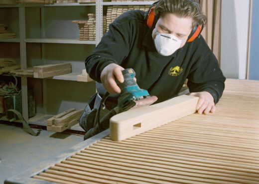 Luke planing the York garden bench arm