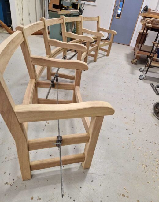 Glueing frame together for the curved bench for Royal Parks London