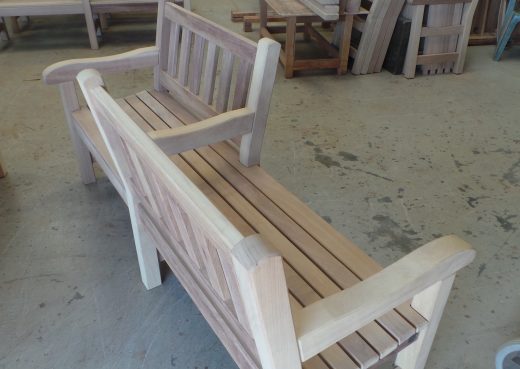 Wooden back to back seat based on the York bench
